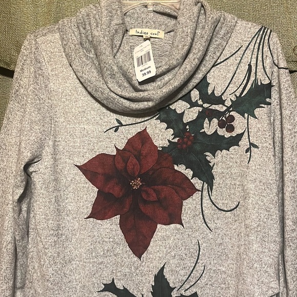 NWT Indigo Soul long sleeve tunic floral print size M - Picture 2 of 5